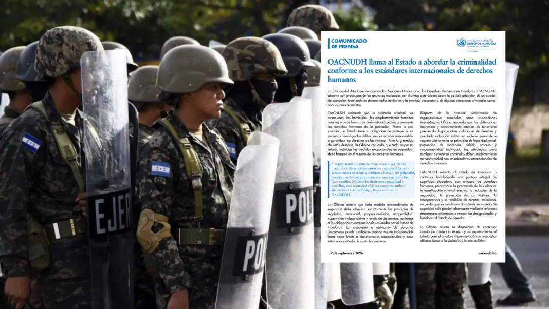 Oacnudh advierte a Honduras
